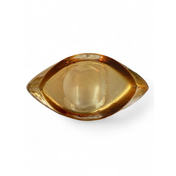 Amber Glass Art Vase With Unique Cutout Design - Picture 6 of 7